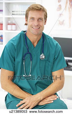 Stock Image - Portrait of surgeon doctor. Fotosearch