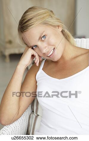 Stock Image - Portrait teenage girl at home. Fotosearch