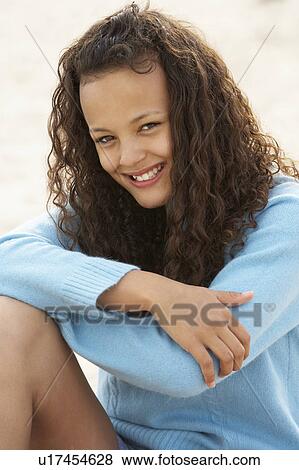 Stock Photo - Portrait teenage girl outdoors. Fotosearch