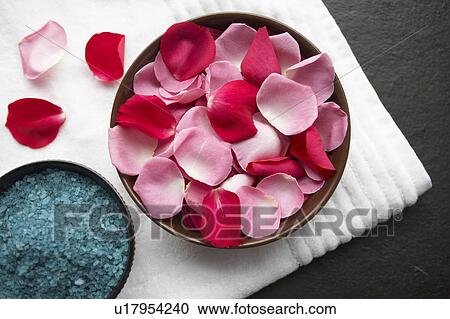 Rose petals and bath crystals View Large Photo Image Stock Image - Rose petals and bath crystals. Fotosearch