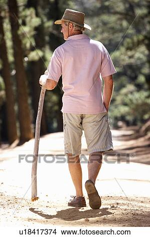 Picture - Senior man on country walk. Fotosearch
