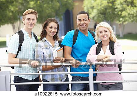 Stock Photography - Student group outdoors. Fotosearch
