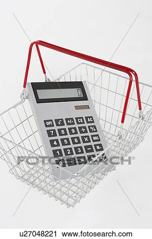 supermarket basket and calculator View Large Photo Image Stock Image - supermarket basket and calculator. Fotosearch