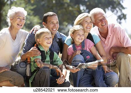 Three generation family on country walk View Large Photo Image Stock Image - Three generation family on country walk. Fotosearch