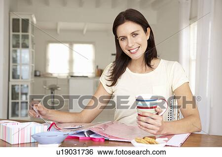 Woman scrapbooking View Large Photo Image Stock Photograph - Woman scrapbooking. Fotosearch