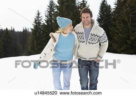 Young Couple In Alpine Snow Scene View Large Photo Image Stock Image - Young Couple In Alpine Snow Scene. Fotosearch