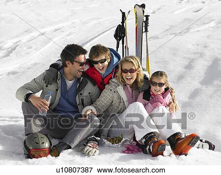 Young Family On Ski Vacation View Large Photo Image Stock Photo - Young Family On Ski Vacation. Fotosearch