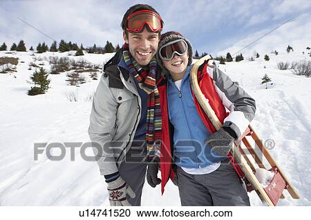 Young Father And Son In Snow With Sled View Large Photo Image Stock Image - Young Father And Son In Snow With Sled. Fotosearch