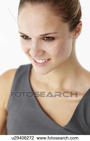 Young woman head and shoulders View Large Photo Image Stock Image - Young woman head and shoulders. Fotosearch