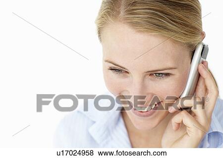 Young woman on phone View Large Photo Image Stock Photo - Young woman on phone. Fotosearch