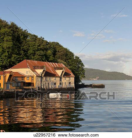 Stock Photograph - Boat moored at a port, Bergen, Norway. Fotosearch