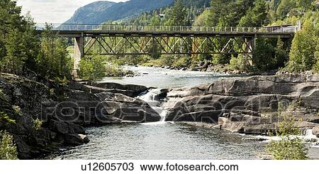 Bridge across the river, Norway View Large Photo Image Stock Image - Bridge across the river, Norway. Fotosearch