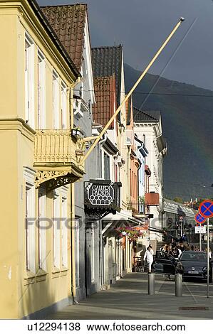 Buildings along a road, Norway View Large Photo Image Stock Photo - Buildings along a road, Norway. Fotosearch