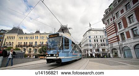 Cable car on a street, Oslo, Norway View Large Photo Image Stock Image - Cable car on a street, Oslo, Norway. Fotosearch