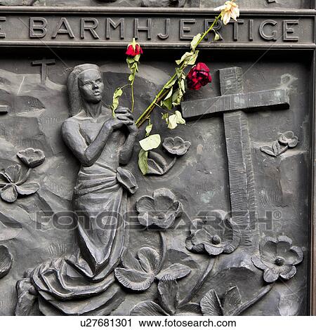 Stock Image - Close-up of a memorial, Oslo Cathedral, Oslo, Norway. Fotosearch