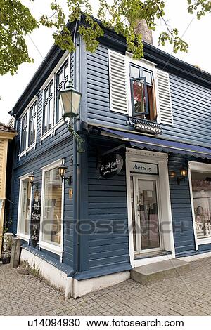 Stock Image - Entrance of a store, Bergen, Norway. Fotosearch