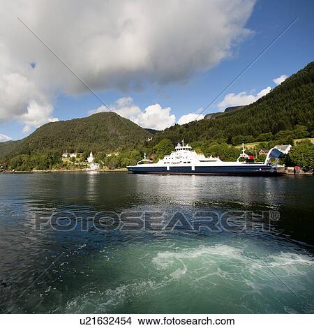Ferry in the fjord, Sognefjord, Norway View Large Photo Image Picture - Ferry in the fjord, Sognefjord, Norway. Fotosearch