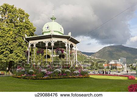 Stock Photograph - Gazebo in a park, Frogner Park, Oslo, Norway. Fotosearch