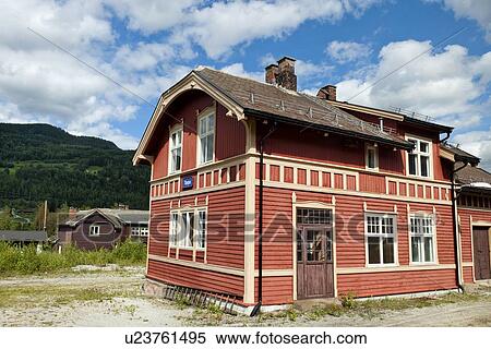Stock Photography - House in a village, Torpo, Highlands, Norway. Fotosearch