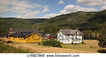 Houses in the valley, Norway View Large Photo Image Stock Photo - Houses in the valley, Norway. Fotosearch