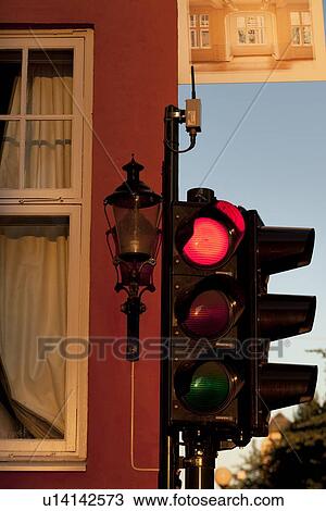 Stock Image - Low angle view of a traffic light, Oslo, Norway. Fotosearch