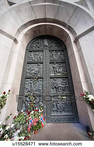 Stock Image - Memorial at a cathedral, Oslo Cathedral, Oslo, Norway. Fotosearch