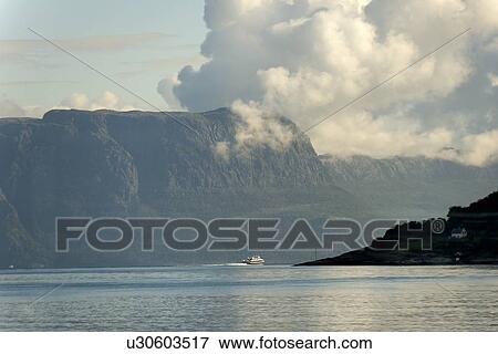 Stock Photo - Mountains at coast, Sognefjord, Norway. Fotosearch