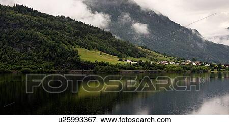 Reflection of mountains on water, Granvinsvatnet, Granvin, Hordaland County, Norway View Large Photo Image Stock Photo - Reflection of mountains on water, Granvinsvatnet, Granvin, Hordaland County, Norway. Fotosearch