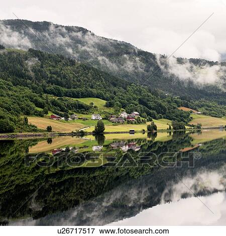 Reflection of mountains on water, Granvinsvatnet, Granvin, Hordaland County, Norway View Large Photo Image Stock Photo - Reflection of mountains on water, Granvinsvatnet, Granvin, Hordaland County, Norway. Fotosearch