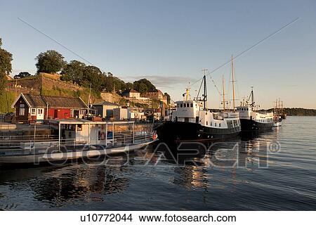 Ships at harbor, Oslo Harbor, Oslofjord, Oslo, Norway View Large Photo Image Picture - Ships at harbor, Oslo Harbor, Oslofjord, Oslo, Norway. Fotosearch