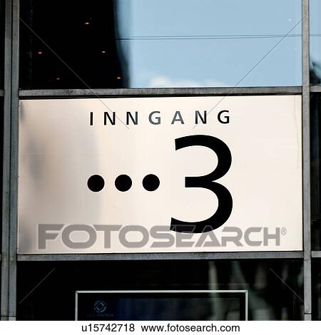 Stock Photo - Sign on a window, Oslo, Norway. Fotosearch