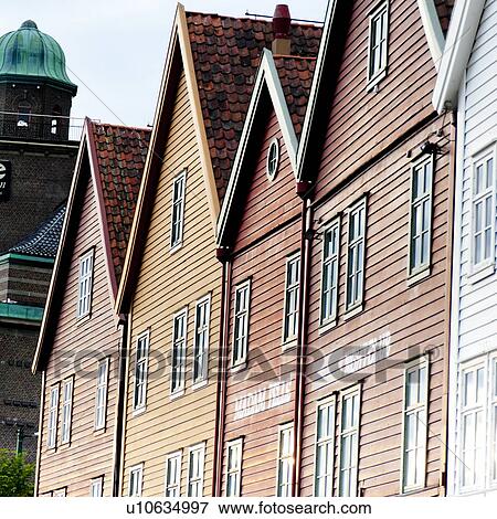 Traditionally built buildings in Bryggen, Bergen, Norway View Large Photo Image Stock Photo - Traditionally built buildings in Bryggen, Bergen, Norway. Fotosearch