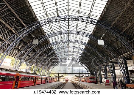 Stock Image - Trains at Bergen Station, Bergen, Norway. Fotosearch