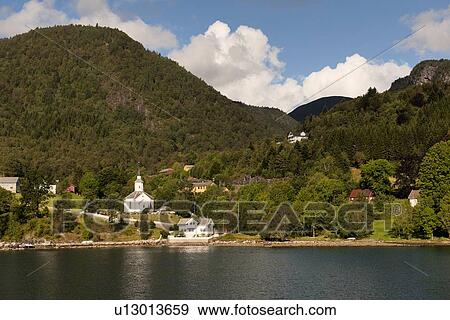 Village at waterfront, Sognefjord, Norway View Large Photo Image Stock Photo - Village at waterfront, Sognefjord, Norway. Fotosearch