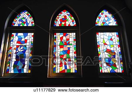 Stained glass window in a church View Large Photo Image Stock Photo - Stained glass window in a church. Fotosearch