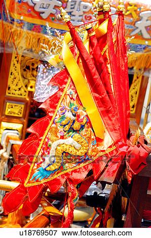 Stock Photo - Close-up of a pagoda during mazu festival, China. Fotosearch