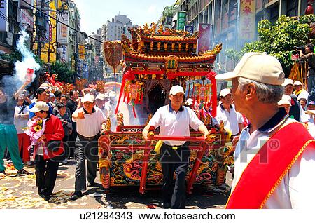 People pulling a pagoda during mazu festival, China View Large Photo Image Stock Image - People pulling a pagoda during mazu festival, China. Fotosearch