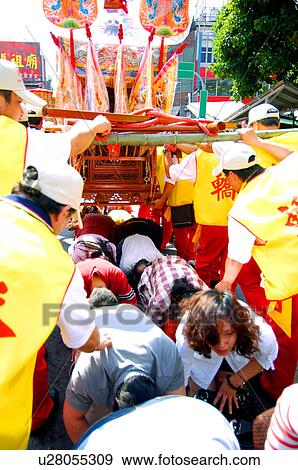 People pulling a pagoda during mazu festival, China View Large Photo Image Stock Photo - People pulling a pagoda during mazu festival, China. Fotosearch