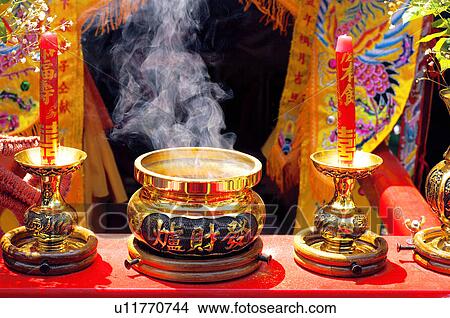 Religious offerings in a pagoda during mazu festival, China View Large Photo Image Picture - Religious offerings in a pagoda during mazu festival, China. Fotosearch