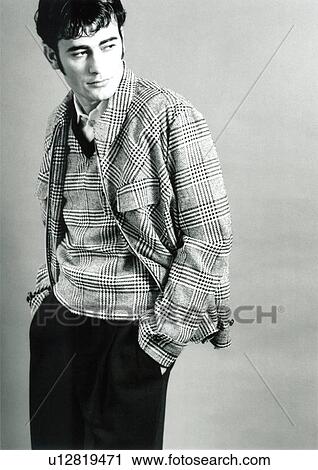 Stock Image - Weist shoot of male fashion model posing. Fotosearch