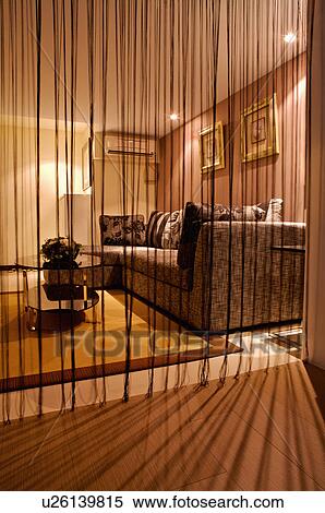 Interior Design - Living Room behind modern curtain View Large Photo Image Stock Photography - Interior Design - Living Room behind modern curtain. Fotosearch