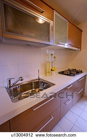 Modern Interior Design - Domestic Kitchen View Large Photo Image Stock Image - Modern Interior Design - Domestic Kitchen. Fotosearch