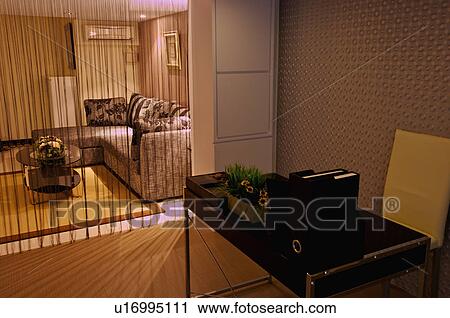 Modern Interior Design - Study by a living room View Large Photo Image Stock Image - Modern Interior Design - Study by a living room. Fotosearch