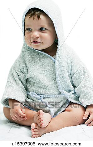Baby boy in hooded towel View Large Photo Image Stock Photograph - Baby boy in hooded towel. Fotosearch