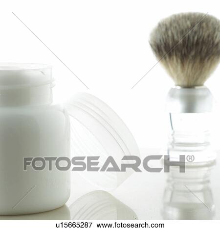 Stock Photo - Shaving brush and cream pot. Fotosearch
