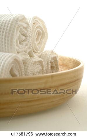 Trundled towels View Large Photo Image Stock Photograph - Trundled towels. Fotosearch