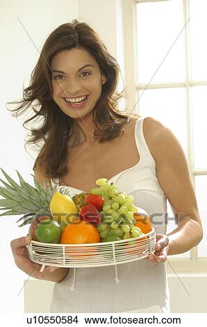 Woman with fruit View Large Photo Image Picture - Woman with fruit. Fotosearch