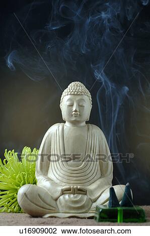 Buddha with joss sticks View Large Photo Image Stock Image - Buddha with joss sticks. Fotosearch