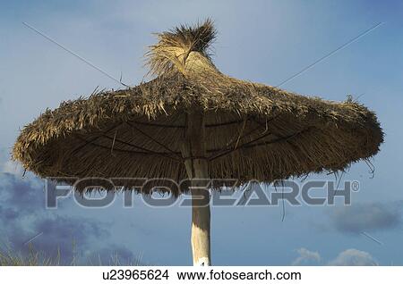 Picture - Sunshade made of straw. Fotosearch