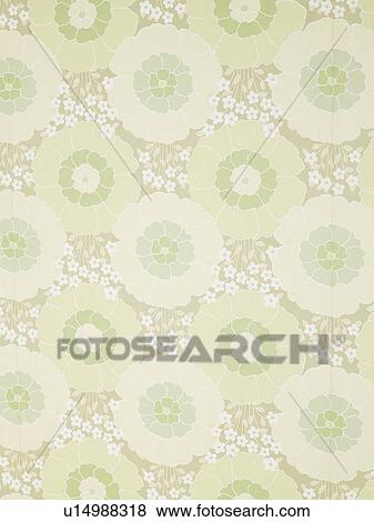 Stock Photo - Green flowery wallpaper. Fotosearch